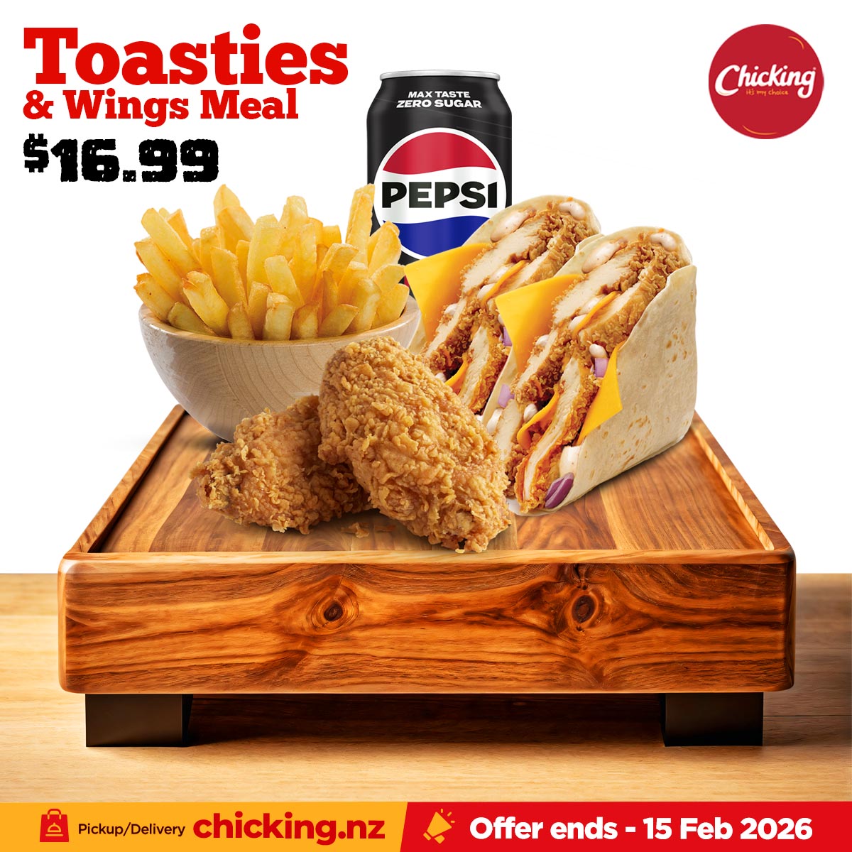 Toastie and Wings Meal